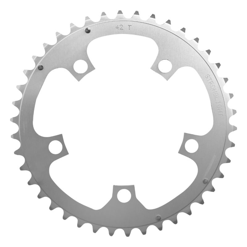 ROAD CHAINRING 5BRA D.110 STRONGLIGHT DURAL 42TTS SILVER INTERIOR SHIMANO TYPE 8-9S.