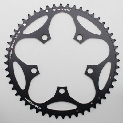 ROAD CHAINRING 5BRA D.110 STRONGLIGHT DURAL 52TTS BLACK EXTERIOR SHIMANO TYPE 8-9S.