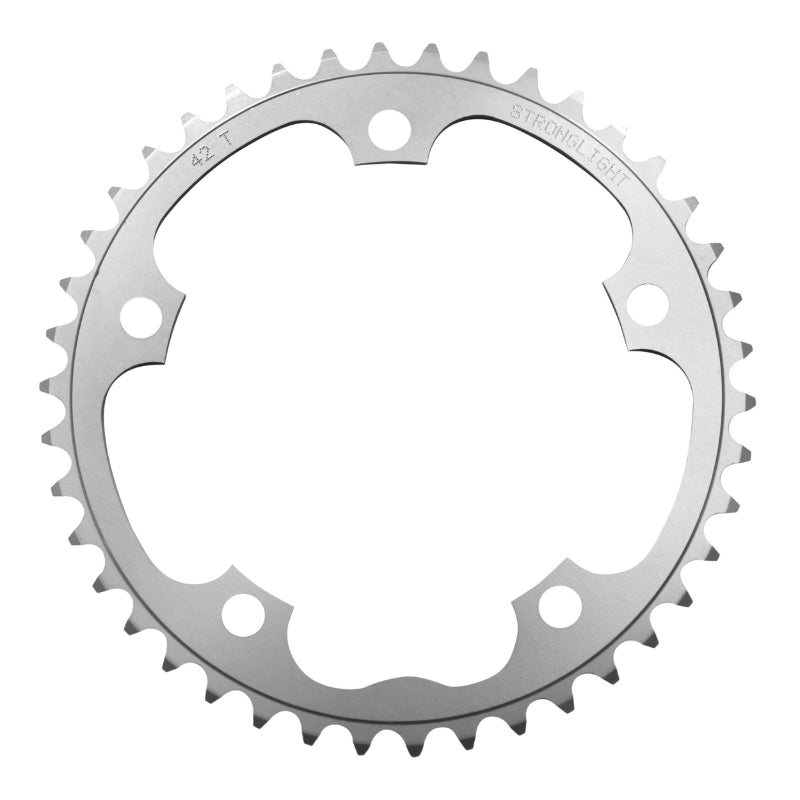 ROAD CHAINRING 5BRA D.130 STRONGLIGHT DURAL 42TTS SILVER INTERIOR SHIMANO TYPE 8-9S.