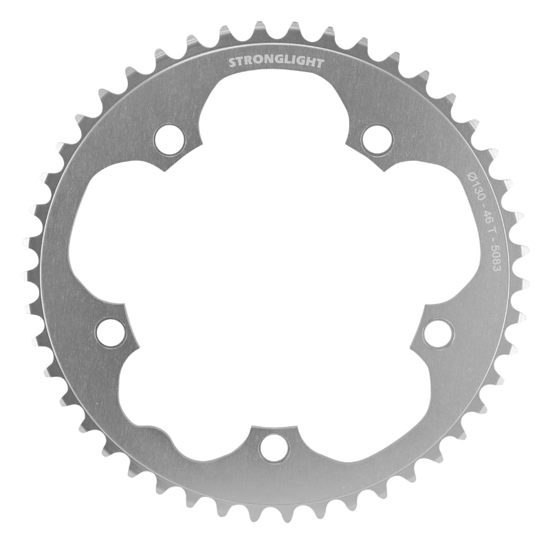 ROAD CHAINRING 5BRA D.130 STRONGLIGHT DURAL 46TTS SILVER SHIMANO TYPE 8-9S.