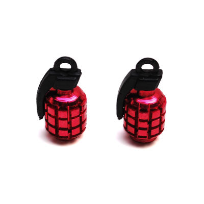 BOUCHON DE VALVE SCOOT-CYCLO REPLAY VS GRENADE ROUGE  (PAIRE)