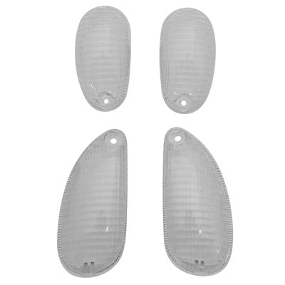 SCOOT INDICATOR LENS ADAPTABLE PIAGGIO 50 TYPHOON 1993+2005, NTT, NRG 1994+2005 FRONT+REAR TRANSPARENT (x4) -REPLAY-