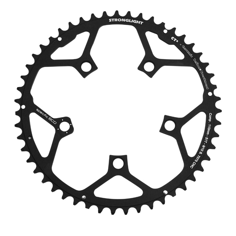 ROAD CHAINRING 5BRA D.110 STRONGLIGHT ULTRA TORQUE 51TTS EXTERIOR CAMPAGNOLO BLACK CT2 STRONGLIGHT RECORD CARBON - CHORUS CARBON - ATHENA ALU 11V.