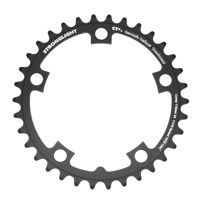 ROAD CHAINRING 5BRA D.110 STRONGLIGHT CT2 34TTS INTERIOR BLACK TYPE SHIMANO 10-11V.