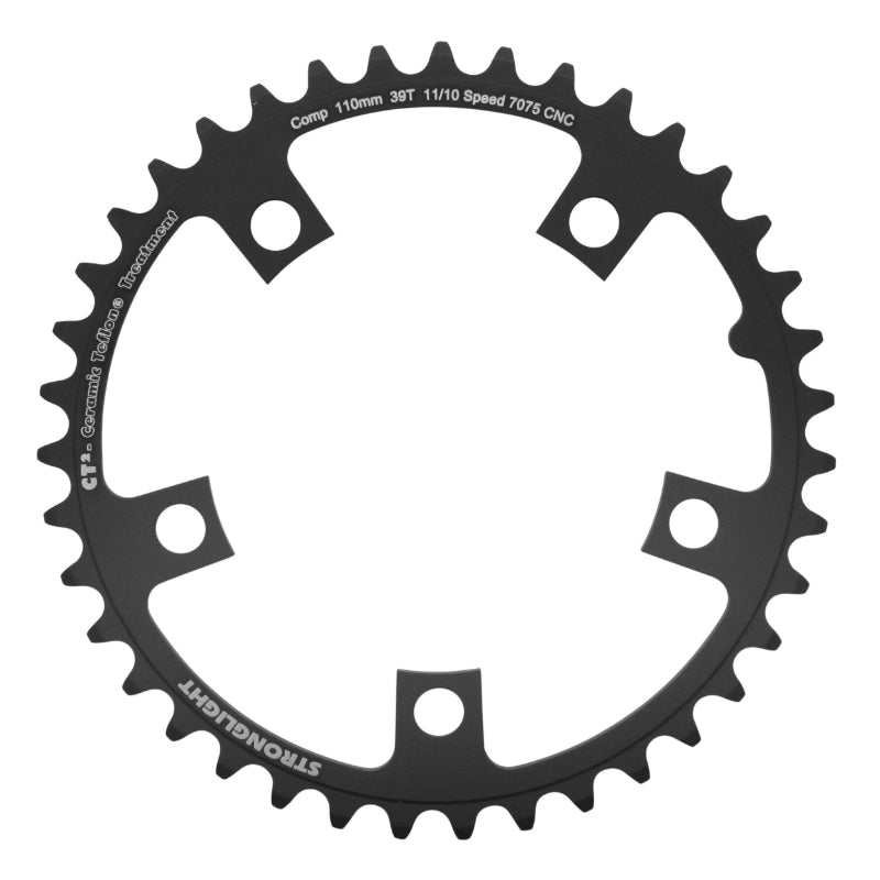 ROAD CHAINRING 5BRA D.110 STRONGLIGHT CT2 39TTS BLACK INTERIOR TYPE SHIMANO 10-11V.