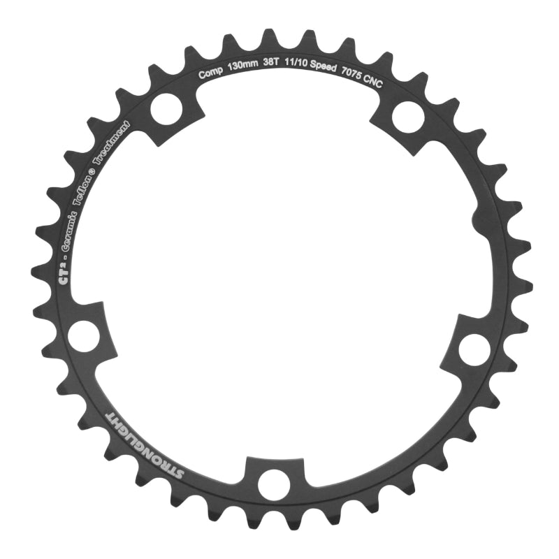 ROAD CHAINRING 5BRA D.130 STRONGLIGHT CT2 38TTS BLACK INTERIOR TYPE SHIMANO 10-11V.