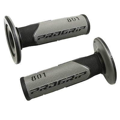 PROGRIP MOTORCYCLE OFF ROAD 801 DOUBLE DENSITY HANDLE COATING BLACK-GREY BASE CLOSED END 115mm (CROSS-MX) (PAIR)