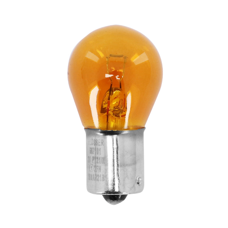 AMPOULE-LAMPE STANDARD 12V 21W CULOT BAU15s NORME PY21W ERGOTS DECALES ORANGE (CLIGNOTANT) (VENDU A L'UNITE)  -FLOSSER-