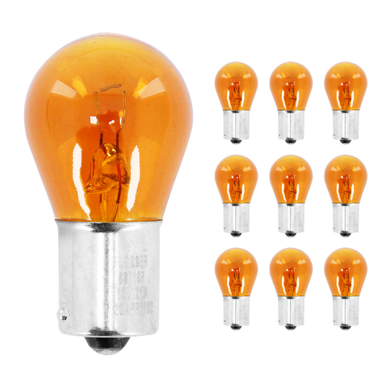 STANDAARD LAMP 12V 21W BA15s BEHUIZING STANDAARD P21W ORANJE (KNIPPEREN) (DOOS VAN 10) -FLOSSER-