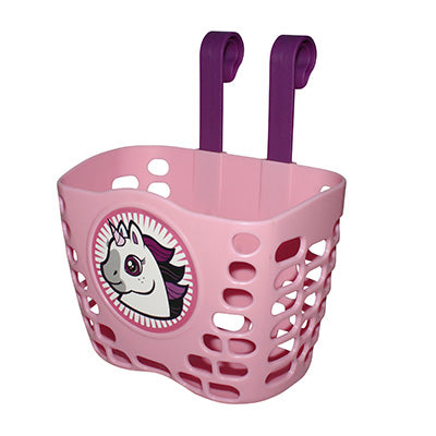 P2R PINK UNICORN CHILDREN'S FRONT BASKET WITH STRAP FIXING ON HANGER