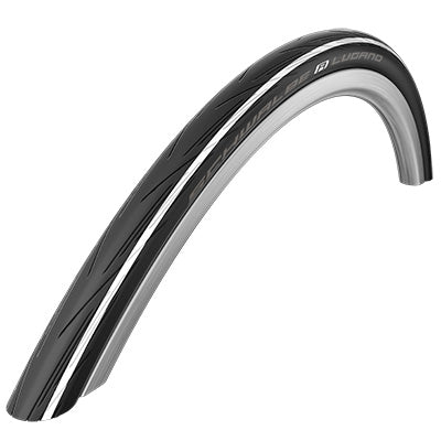 WEGBAND 700 X 25 SCHWALBE LUGANO2 ZWART WIT STRIP TR (25-622)