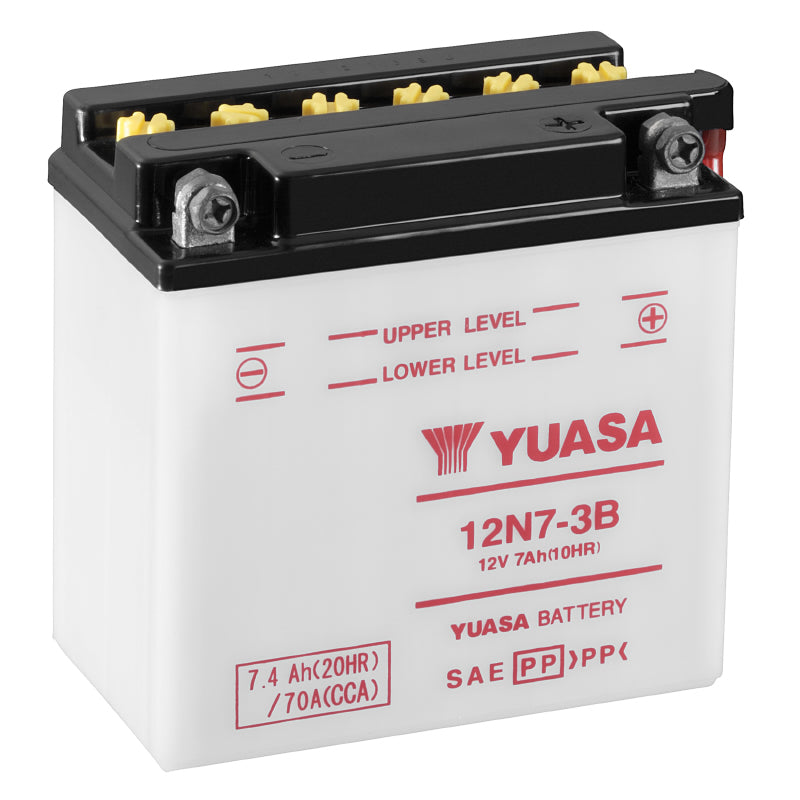 BATTERIE 12V  7 Ah 12N7-3B YUASA CONVENTIONNELLE AVEC ENTRETIEN  (Lg135xL75xH133mm)