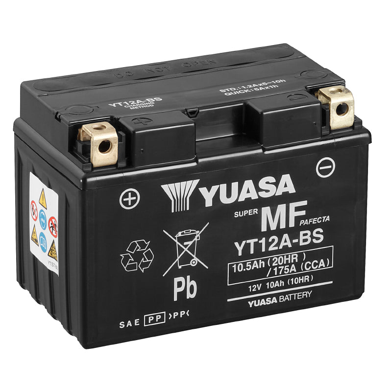 BATTERIE 12V 10 Ah YT12A-BS YUASA MF SANS ENTRETIEN LIVREE AVEC PACK ACIDE  (Lg150xL87xH105mm)