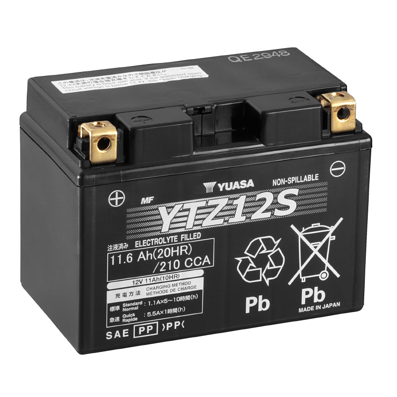 12V 11 Ah YTZ12S YUASA BATTERIJ FABRIEK GEACTIVEERD KLAAR VOOR GEBRUIK (Lg150xL87xH110mm)