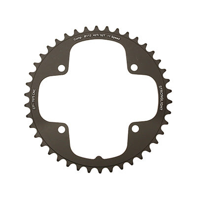 ROAD CHAINRING 4BRA D.112 FOR CAMPAGNOLO ULTRA TORQUE STRONGLIGHT 42TTS INTERIOR BLACK CT2 11V. (RECORD-CHORUS-POTENZA) FOR EXTERIOR 51-52-54TTS