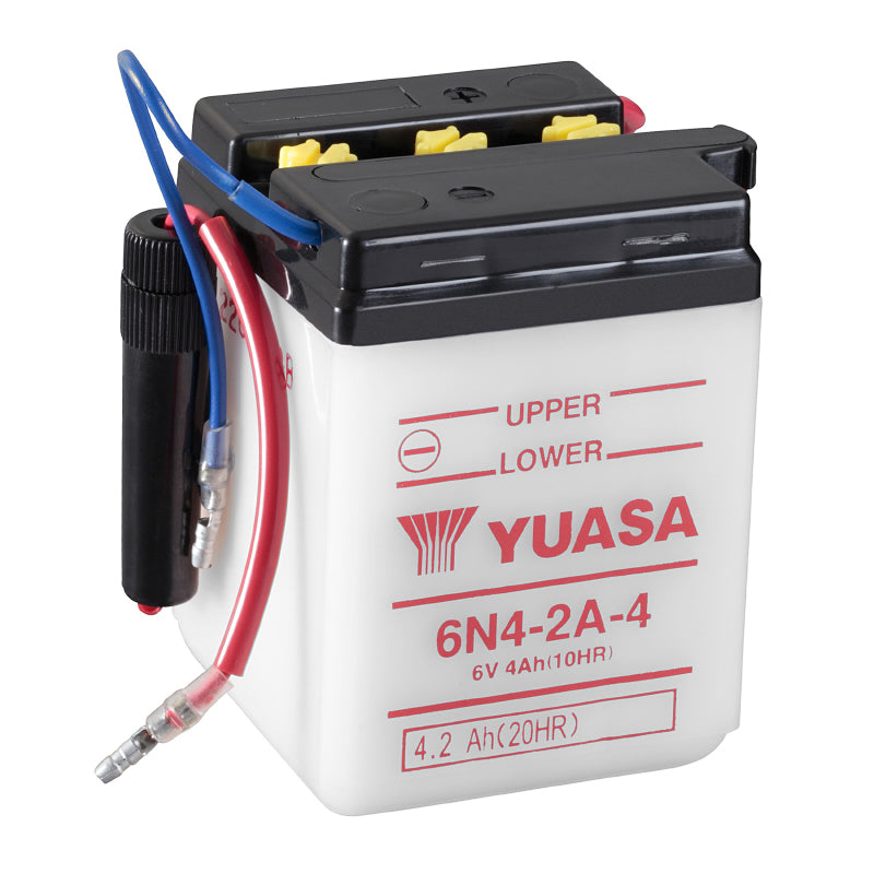 BATTERIE  6V  4 Ah 6N4-2A-4 YUASA CONVENTIONNELLE AVEC ENTRETIEN  (Lg71xL71xH96mm)