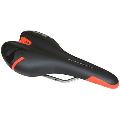 SELLE NEWTON ROUTE-VTT KINETIC NOIR DECO ROUGE-NOIR 260x140mm RAIL CROMOLY ARGENT