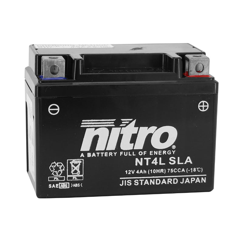 BATTERIE 12V  4 Ah NT4L NITRO SLA SANS ENTRETIEN PRETE A L'EMPLOI  (Lg120xL71xH91mm) (EQUIVALENT YTC4L-BS - AGM - GEL)