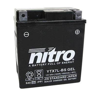 12V 6 Ah NTX7L NITRO SLA BATTERY MAINTENANCE-FREE READY TO USE (Lg114xW71xH131mm) (EQUIVALENT YTX7L-BS - AGM - GEL)