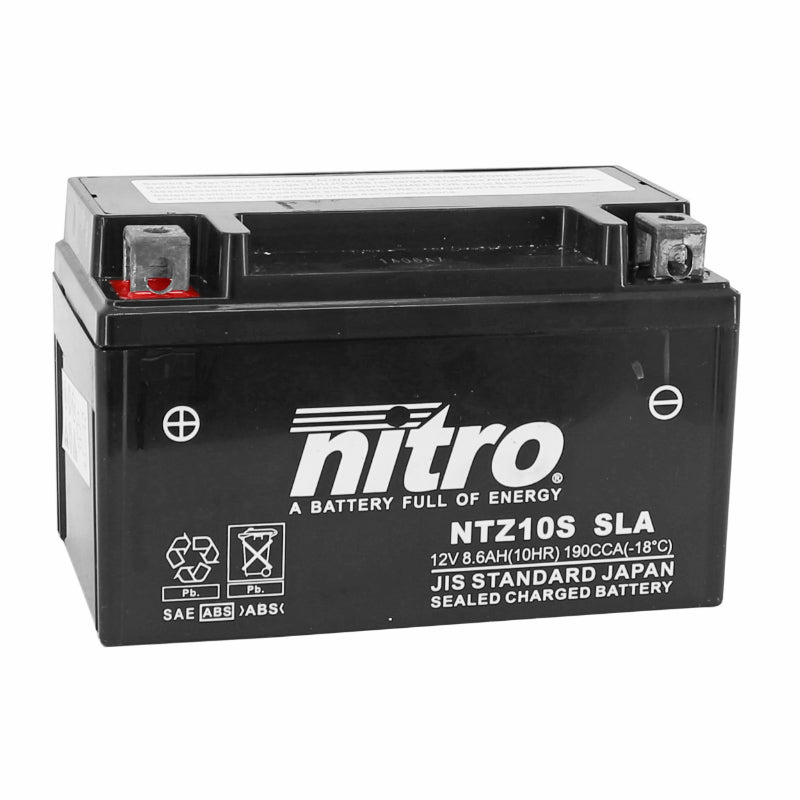 12V 8.6 Ah NTZ10S NITRO SLA BATTERY MAINTENANCE-FREE READY TO USE (Lg150xW87xH93mm) (EQUIVALENT YTZ10S - AGM - GEL)