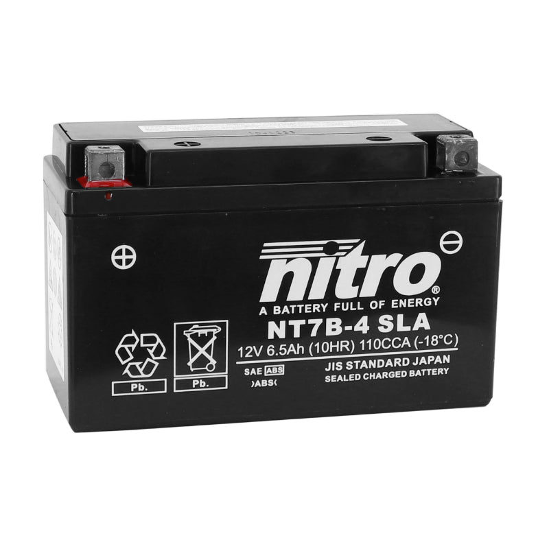 BATTERIE 12V  6,5 Ah NT7B-4 NITRO SLA SANS ENTRETIEN PRETE A L'EMPLOI  (Lg150xL65xH93mm) (EQUIVALENT YT7B-4 - AGM - GEL)