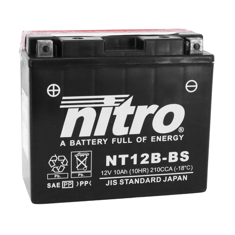 BATTERY 12V 10 Ah NT12B-BS NITRO MF MAINTENANCE FREE WITH ACID PACK (Lg150xW69xH130mm) (EQUIVALENT YT12B-BS)