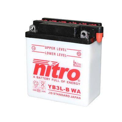 BATTERIE 12V  3 Ah NB3L-B NITRO CONVENTIONNELLE AVEC ENTRETIEN  (Lg98xL56xH110mm) (EQUIVALENT YB3L-B)