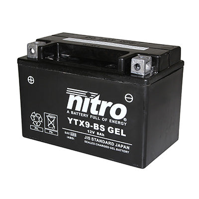 12V 8 Ah NTX9 NITRO SLA BATTERY MAINTENANCE-FREE READY TO USE (Lg150xW87xH105mm) (EQUIVALENT YTX9-BS - AGM - GEL)