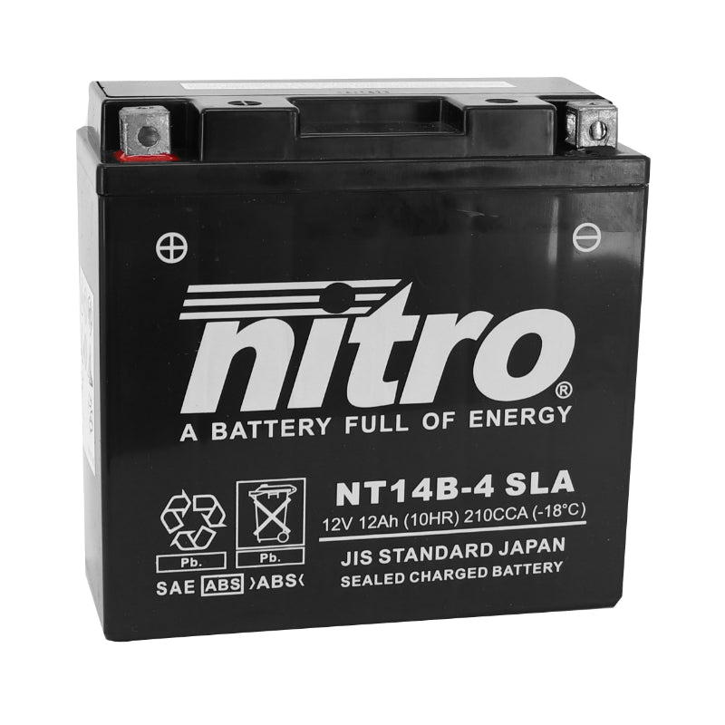 BATTERIE 12V 14 Ah NT14B-4 NITRO SLA SANS ENTRETIEN PRETE A L'EMPLOI  (Lg150xL70xH145mm) (EQUIVALENT YT14B-4 - AGM - GEL)