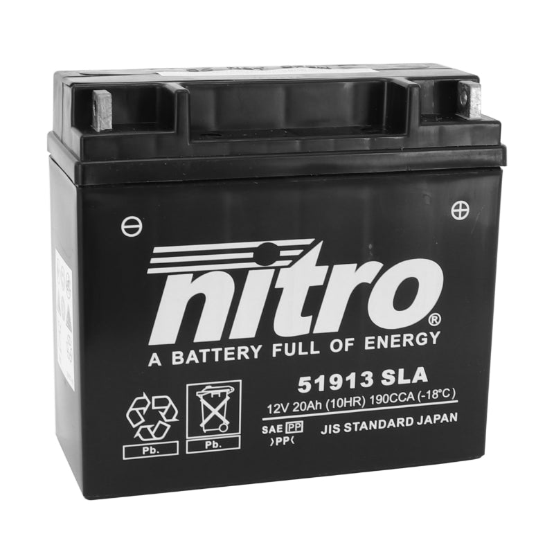 BATTERIE 12V 20 Ah 51913 NITRO SLA SANS ENTRETIEN PRETE A L'EMPLOI  (Lg186xL82xH171mm)