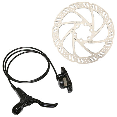 TEKTRO AURIGA 2.85 BLACK REAR HYDRAULIC MTB DISC BRAKE WITH 160mm DISC AND ADAPTER (KIT) USES DEORE PADS - 1400mm HOSE