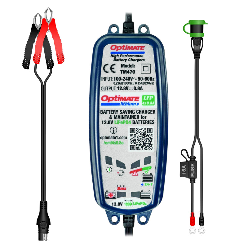 OPTIMATE LITHIUM TM470 12V BATTERIJLADER (AUTOMATISCH LADEN, TESTEN EN ONDERHOUD VAN DE BATTERIJ)