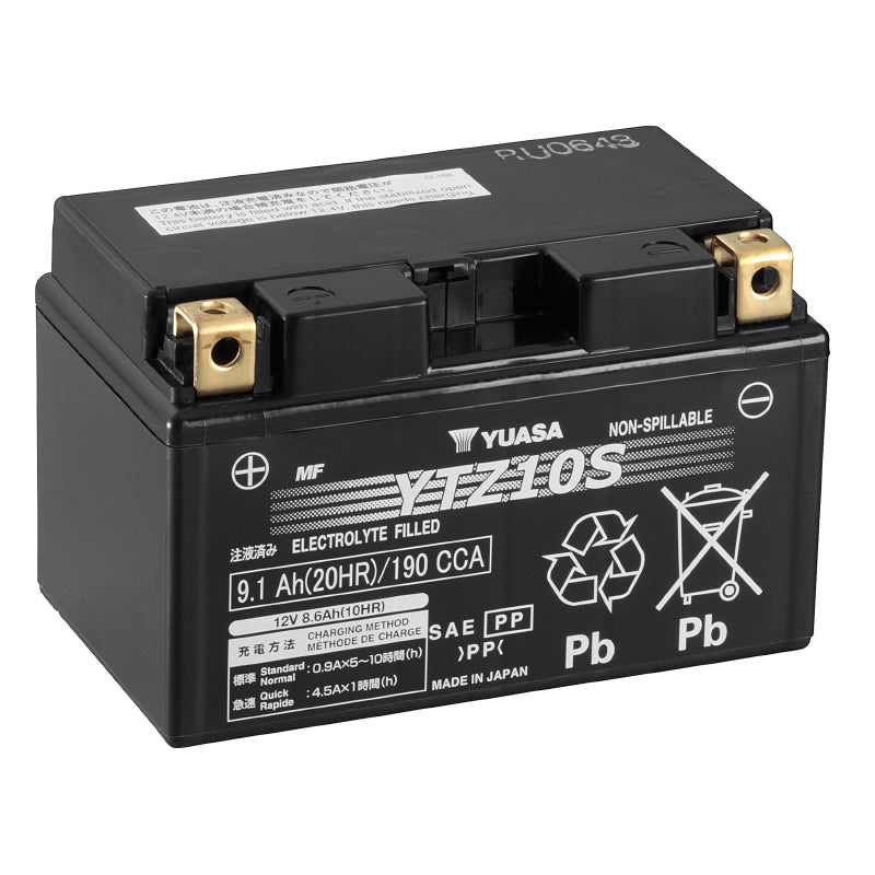 BATTERIE 12V  8,6 Ah YTZ10S YUASA MF ACTIVEE EN USINE PRETE A L'EMPLOI  (Lg150xL87xH93mm)