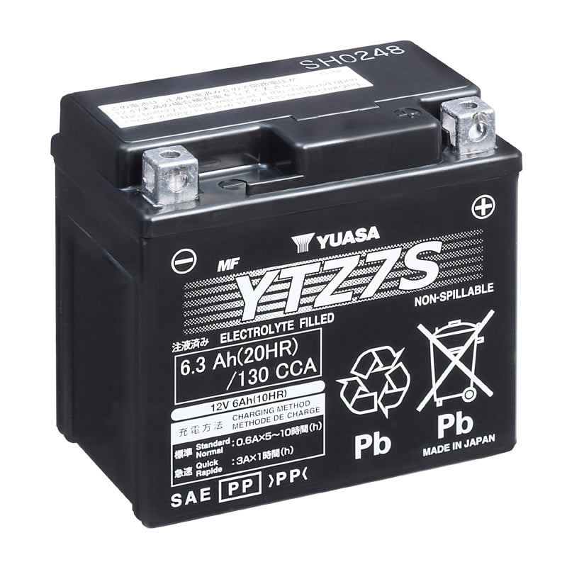 BATTERIE 12V  6 Ah YTZ7S YUASA ACTIVEE EN USINE PRETE A L'EMPLOI  (Lg113xL70xH105mm)