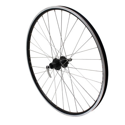 VTC DISC WHEEL - LOCKING PAD 700 x 35 - 28" M240 REAR BLACK SHIMANO M475 HUB CASSETTE 11-10-9V 6-HOLE DISC RIM 19C 32 STAINLESS STEEL SPOKES - WITHSTANDS 140KGS