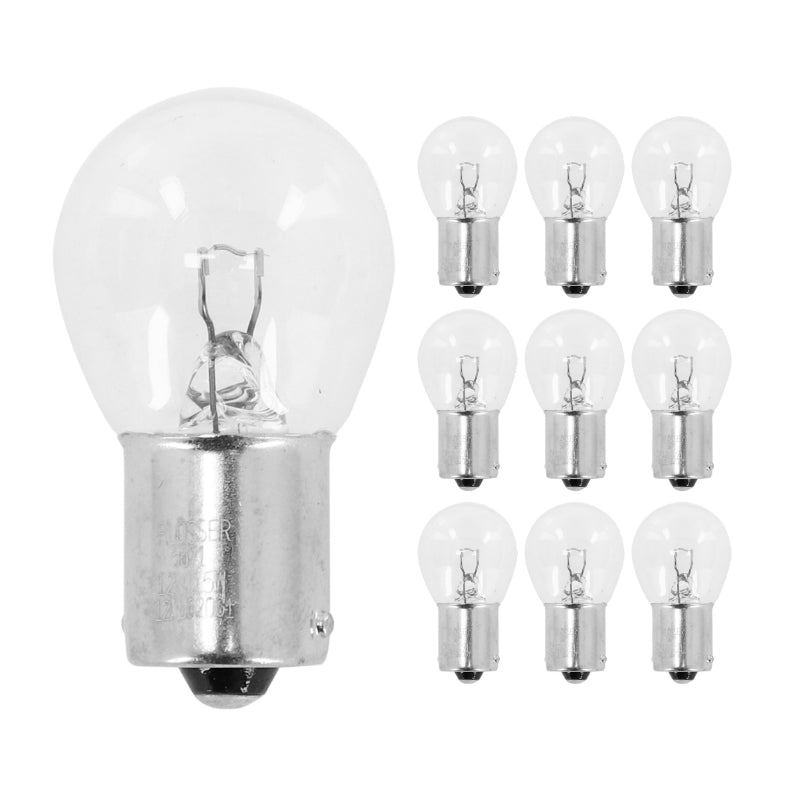 AMPOULE-LAMPE STANDARD 12V 15W CULOT BA15s NORME P21W BLANCHE (CLIGNOTANT) (BOITE DE 10)  -FLOSSER-