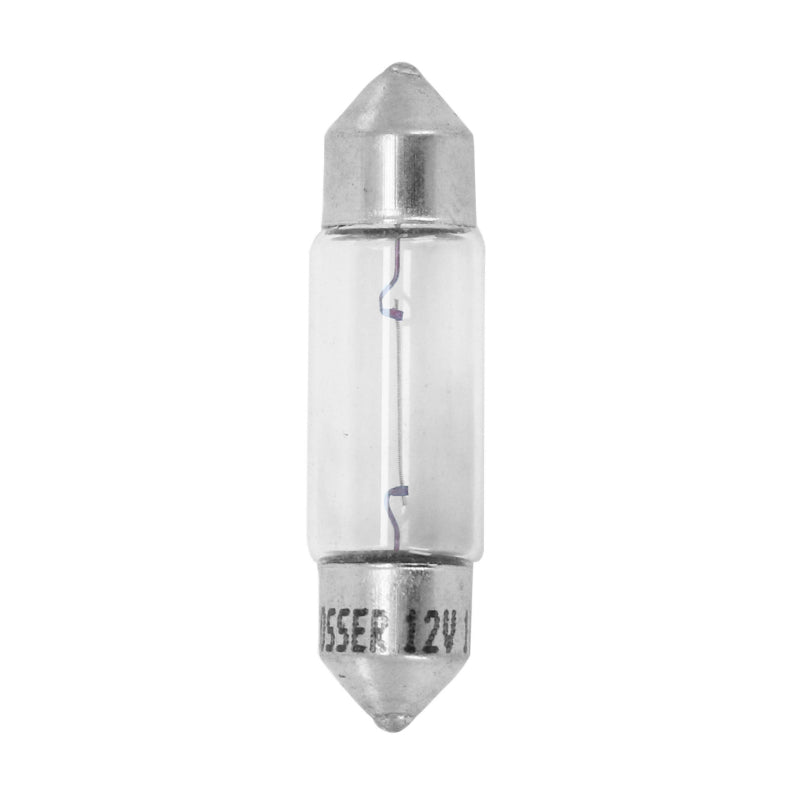 AMPOULE-LAMPE STANDARD 12V 10W CULOT SV 8.5-8 (11x35) NORME C5W NAVETTE BLANC (FEU DE POSITION) (VENDU A L UNITE)  -FLOSSER-