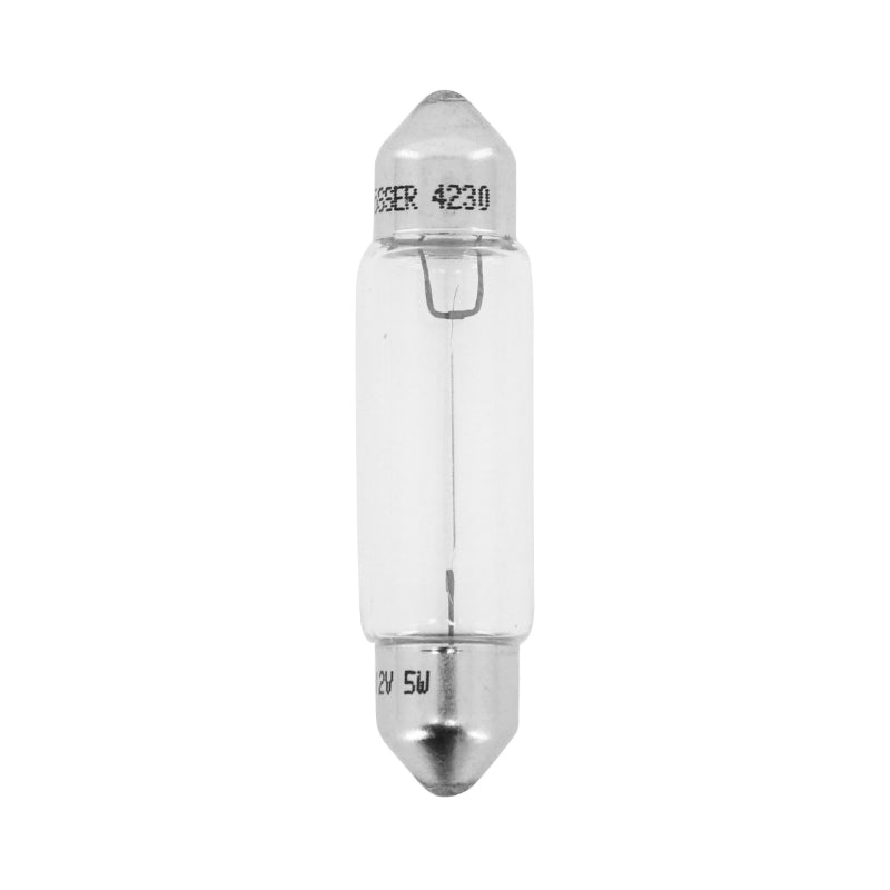 AMPOULE-LAMPE STANDARD 12V  5W CULOT SV 8.5-8 (11X40) NORME C5W NAVETTE BLANC (FEU DE POSITION) (VENDU A L UNITE)  -FLOSSER-