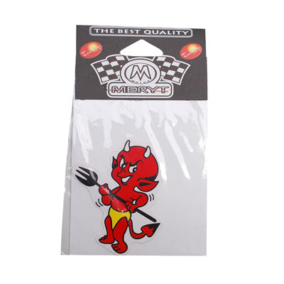 AUTOCOLLANT-STICKER MERYT DESSIN DEVIL PETIT ROUGE AVEC TRIDENT (8x8,5cm)