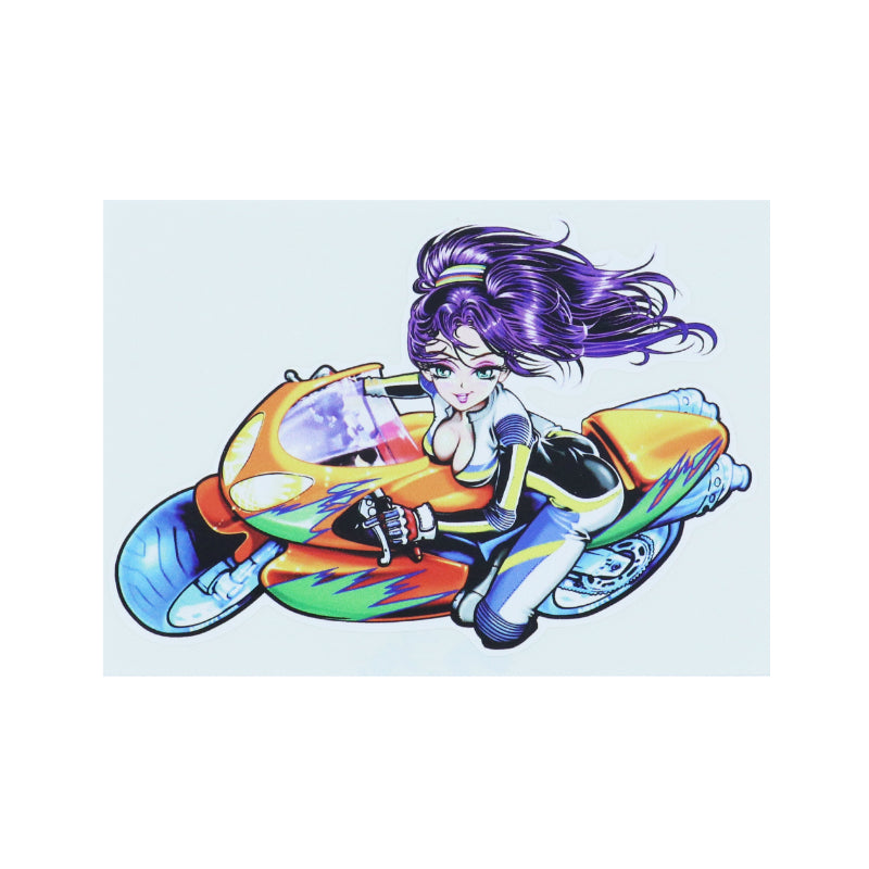 AUTOCOLLANT-STICKER MERYT DESSIN GIRL SUR SPORTIVE (11,4x7,9cm)