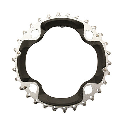 MTB CHAINRING 4BRA D.96 FOR SHIMANO SLX M672 - XT M782 TRIPLE 30DTS MIDDLE ORIGINAL SILVER-BLACK 10S.