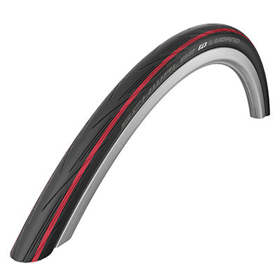 WEGBAND 700 X 25 SCHWALBE LUGANO2 ZWART RODE STRIP TS (25-622)