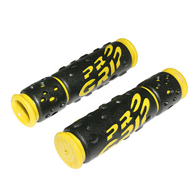 POIGNEE VTT PROGRIP 953 NOIR-JAUNE Ø22mm L122mm PREDECOUPE POUR 90mm (PAIRE)