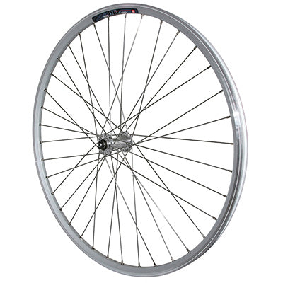 VTC WHEEL LOCKING PAD 700 x 35 - 28" M240 FRONT REINFORCED MICHE MAGNUM SILVER HUB SPECIAL RENTAL (DOUBLE WALL RIM WITH EYELETS-STAINLESS STEEL SPOKE) 19C RIM 36 SPOKES