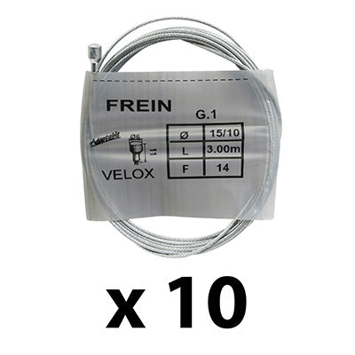 CABLE DE FREIN ROUTE-CITY VELOX GALVA 3.00M (BOITE DE 10 CABLES) 15-10 14FILS