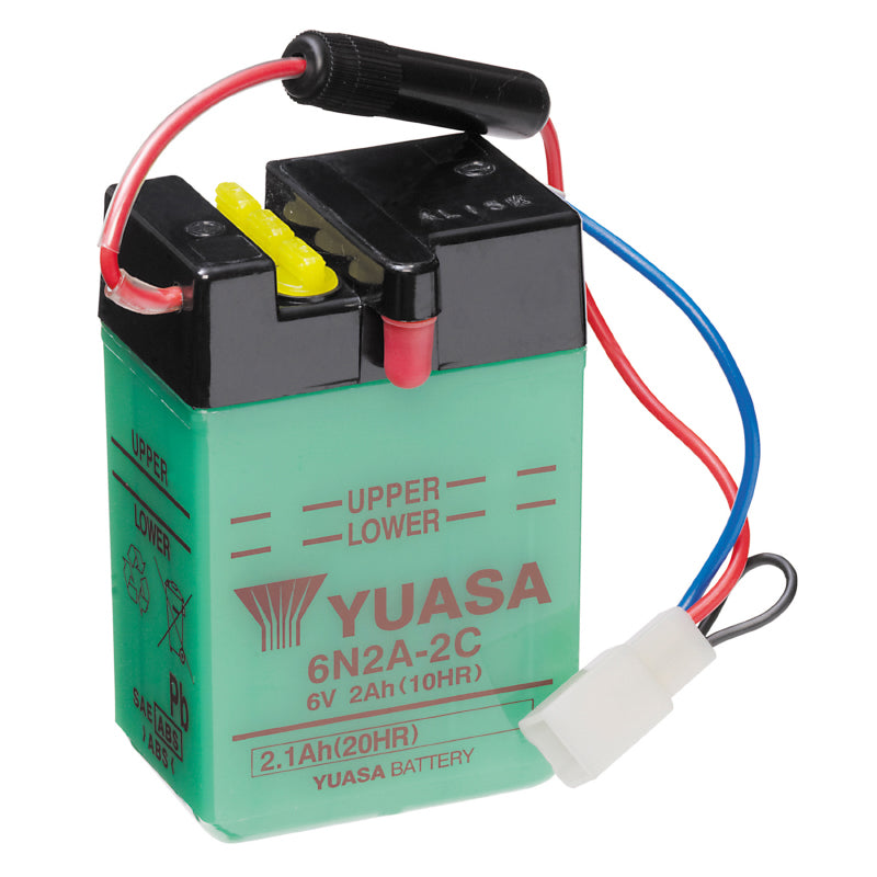 BATTERIE  6V  2 Ah 6N2A-2C YUASA CONVENTIONNELLE AVEC ENTRETIEN  (Lg70xL47xH106mm)