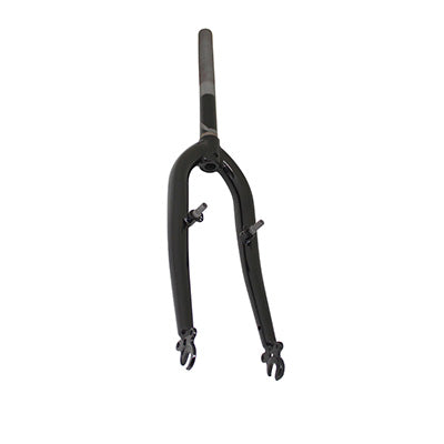 FOURCHE VTT 20 " RIGIDE CINTREE ACIER NOIR AVEC TASSEAUX PIVOT (200-140mm) FILETE 1"-22,2 INTERIEUR