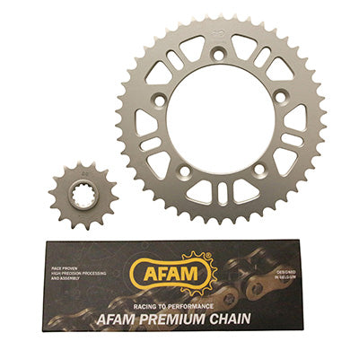 KIT CHAINE ADAPTABLE KTM 65 SX 2011+2020  420  14x46  (DEMULTIPLICATION ORIGINE)  -AFAM-