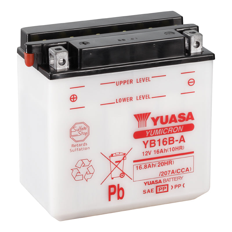 BATTERIE 12V 16 Ah YB16B-A YUASA YUMICRON AVEC ENTRETIEN  (Lg160xL90xH161mm)