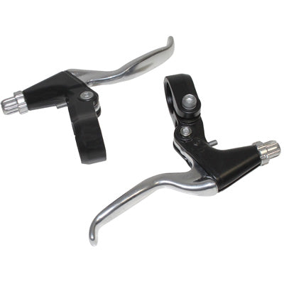 NEWTON ALU SILVER-BLACK MTB-VTC V-BRAKE 3-FINGER BRAKE LEVER (PAIR ON CARD)